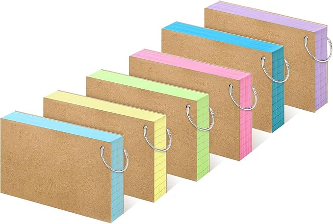 MIUTME 276PCS Index Cards With Ring,3x5 Inches Colored Flash Cards, Lined on Both Side Notecards Ruled Study Card Flashcards Heavy Note Cards for Studying,School, College (6 Colors)