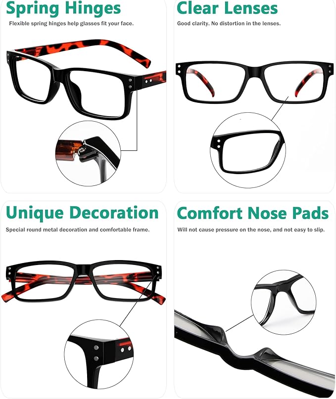 Eyekepper 2 Pairs Blue Light Blocking Reading Glasses for Men Women - UV Protection Spring Hinge Computer Readers