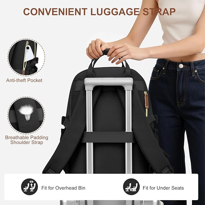 Laptop Backpack for Women Bag: 15.6 inch Backpacks with Pouch Pocket for Large Capacity Cup Travel Waterproof Bookbag Anti-theft College Casual Work Book Bags for Teacher Nurse Black Beige
