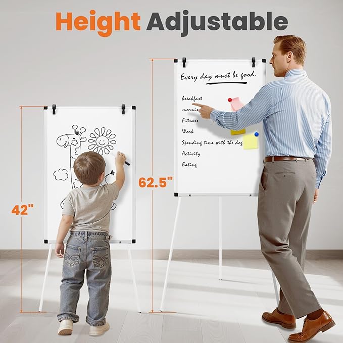 NEWBULIG Magnetic Dry Erase Board 36" x 24", White Board with Adjustable Stand, Heavy-Duty Aluminum Frame & Accessory Tray for Office, Classroom, Home & Presentations, White