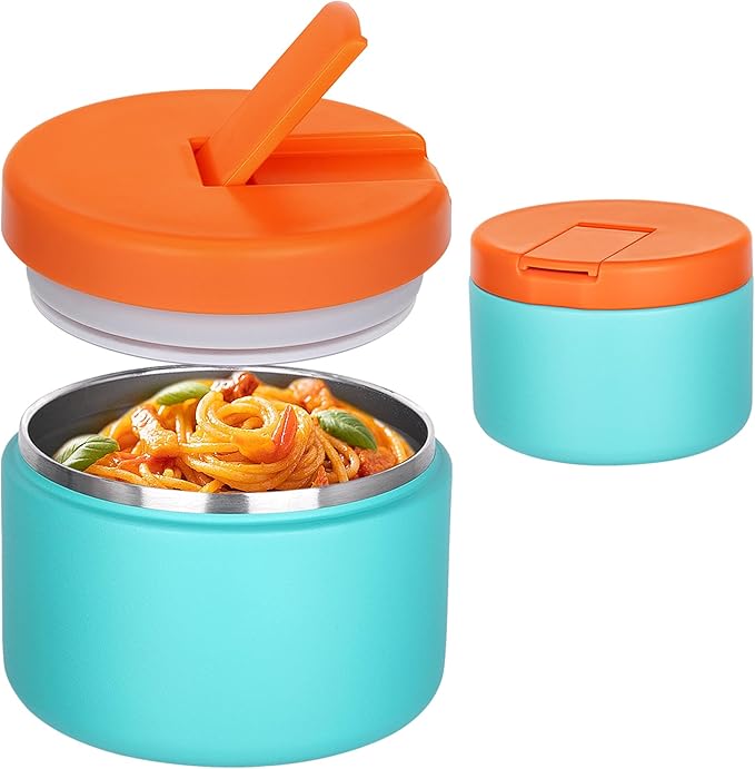 Pawtong 12oz Insulated Vacuum Food Jar with Buckle Lid Wide Mouth Soup Thermo for Hot Food Kids Leakproof Stainless Steel Lunch Container