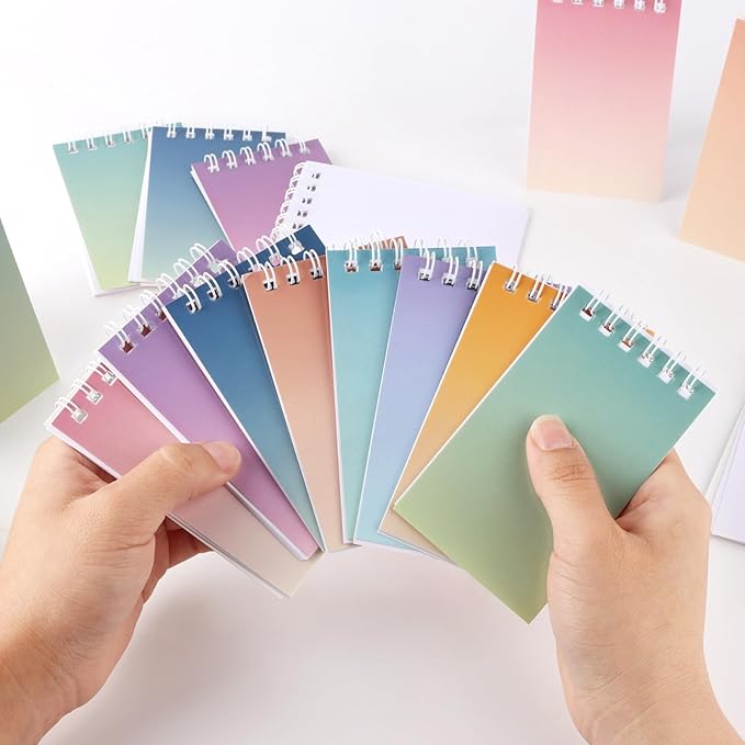 Hooqict 24 Pack Pocket Notebook Mini Notebooks Party Favors Small Spiral Notepads Mini Journal Bulk Pocket Notepad Memo Writing Pads for Classroom School Office Supplies, 3.9 x 2.4 Inches