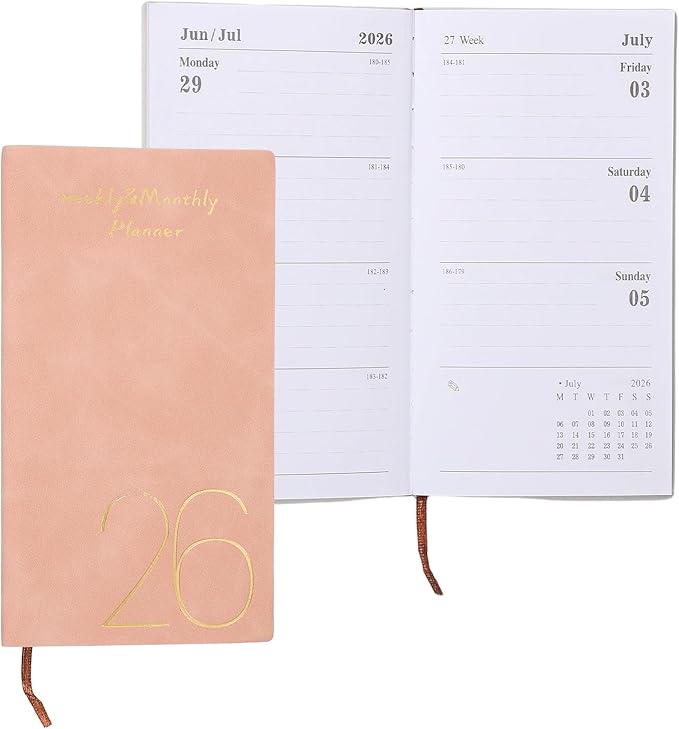 PATIKIL 2026 Daily Planner Notebook, A6 64 Sheets Undated to Do List Daily Weekly Monthly Goals Tracker Pocket Notebook for Office Home Study Work Time Management Fitness Habit, Pink