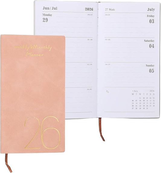 PATIKIL 2026 Daily Planner Notebook, A6 64 Sheets Undated to Do List Daily Weekly Monthly Goals Tracker Pocket Notebook for Office Home Study Work Time Management Fitness Habit, Pink