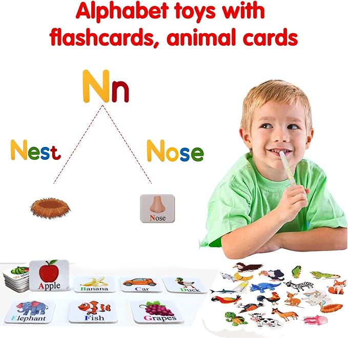 Craftstory 130 Pcs Alphabet Learning Toys Letters-Felt Montessori Board for Toddlers with Flashcards Preschool Spelling Vocabulary Activities Educational Toys for 3 Year Old