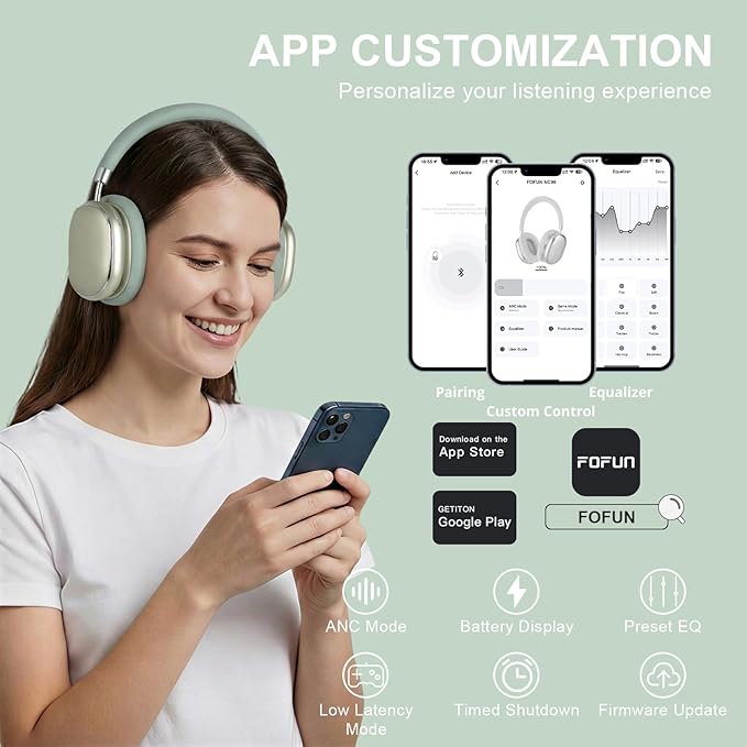 NC95 Hybrid Active Noise Cancelling Headphones with Knob Control, 120H Playtime Over Ear Headphones Wireless Bluetooth 6.0, App Control, Hi-Res Audio, Comfort Fit, Clear Calls for Travel/Workout