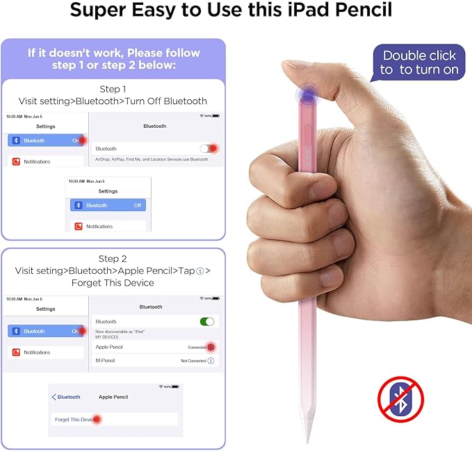 DEGGE Stylus Pen for iPad 2018-2025, 15Mins Fast Charge for Apple Pencil, Palm Rejection, Compatible with iPad A16 11/10/9/8/7/6, iPad Pro M5/M4/12.9"/11", iPad mini 7/6/5, iPad Air M3/M2/5/4/3