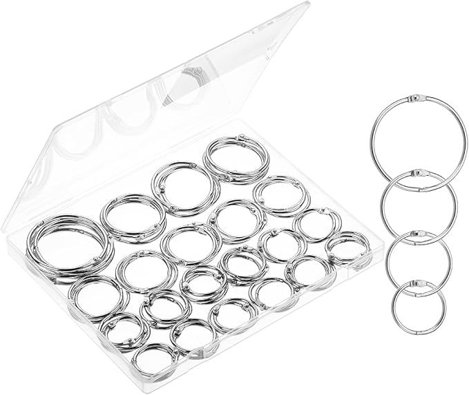 Mr. Pen- Loose Leaf Binder Ring, 60 Pack, 4 Sizes (1", 1.25", 1.5", 2"), Metal Loose Leaf Binder Book Rings for Books and Index Cards, Scrapbook, Keychains, School, Home, Office, Silver