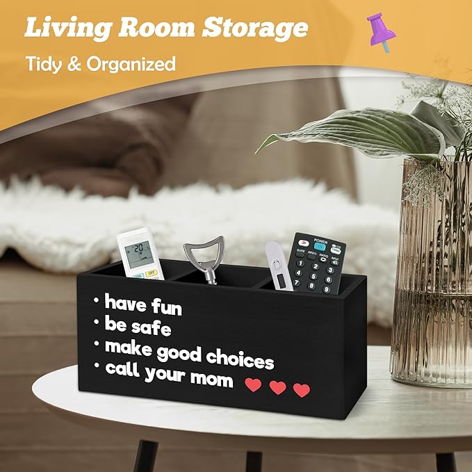 Funny Call Your Mom Pen Holder Organizer for Desk Accessories, Gifts for College Freshman Students Wooden Box Sign Desk Decorations for Classroom College Dorm Decor, Back to School Gifts