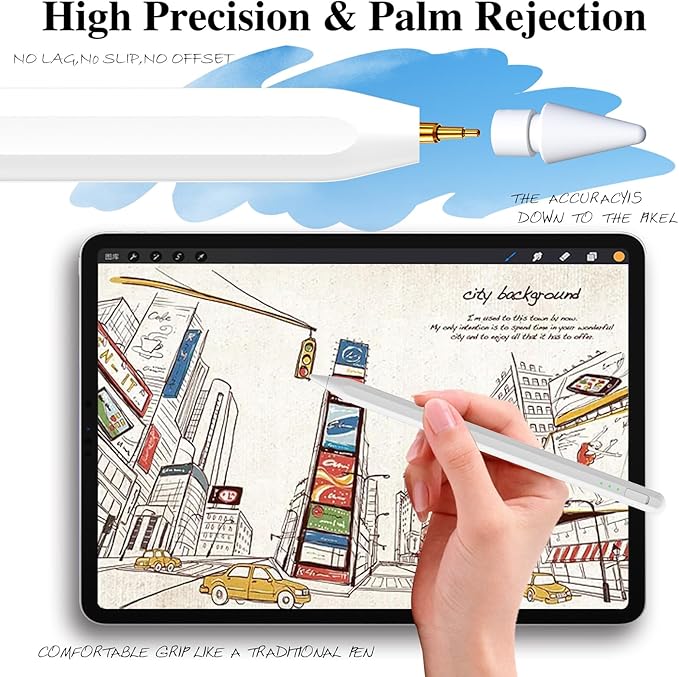 Stylus Pen for iPad11&10thGen,14Mins Faster Charge, with Pencil Holder,Palm Rejection, Tilt Sensitivity, for iPad Air11&13-inch(M3/M2), iPad Pro 11&13-inch (M4),iPad 6-11th,iPad Pro 11/12.9 inch