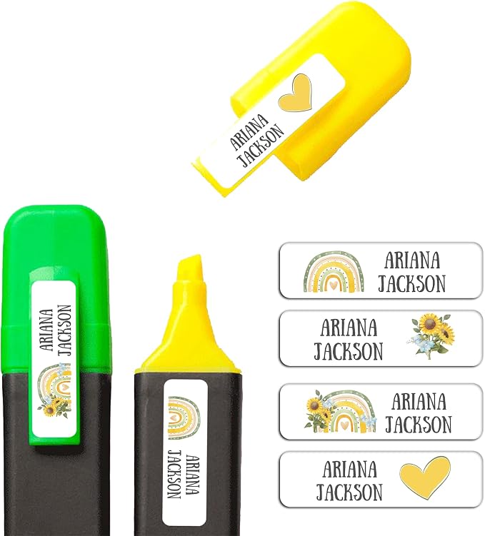 Custom Waterproof Dishwasher Safe Kid Name Labels for Daycare(128 Pack), Camp, School Supply, Baby Bottles, Lunch Boxes and Cups, Travel. Cute Personalized Design Name Stickers (Pattern 20)