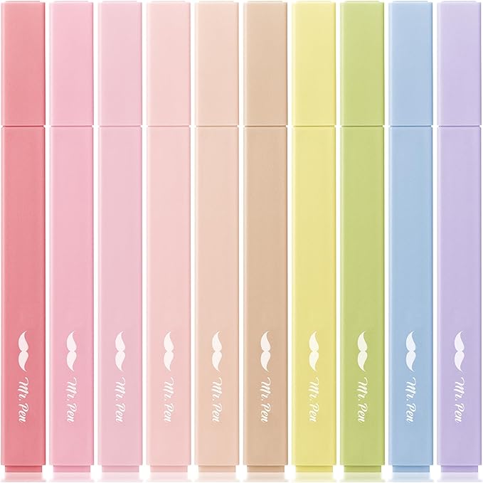 Mr. Pen- Aesthetic Highlighters No Bleed, 10 Pack, Assorted Colors, Chisel Tip, Cute Highlighters Assorted Colors for Journaling, Highlighting, Underlining, Fast Dry, Back to School Supplies