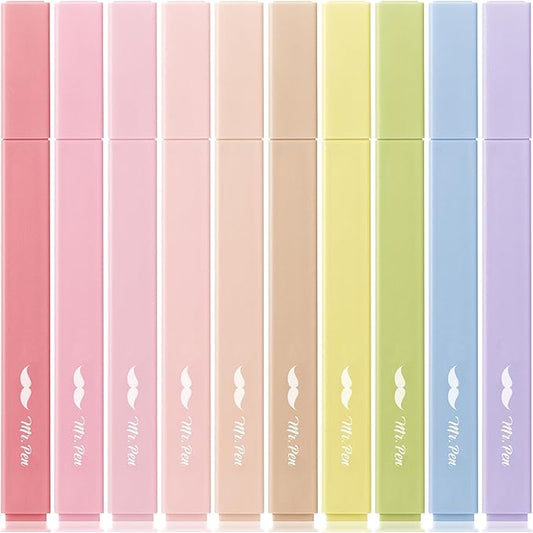 Mr. Pen- Aesthetic Highlighters No Bleed, 10 Pack, Assorted Colors, Chisel Tip, Cute Highlighters Assorted Colors for Journaling, Highlighting, Underlining, Fast Dry, Back to School Supplies