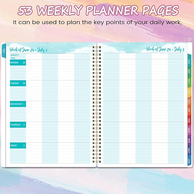 Teacher Planner 2026-2027 - Teacher Lesson Planner, July 2026 - June 2027, 9" x 11", 2026-2027 Academic Planner Weekly and Monthly, Lesson Plan Book for Teachers, Colorful Tabs, Inner Pocket, Clipboard