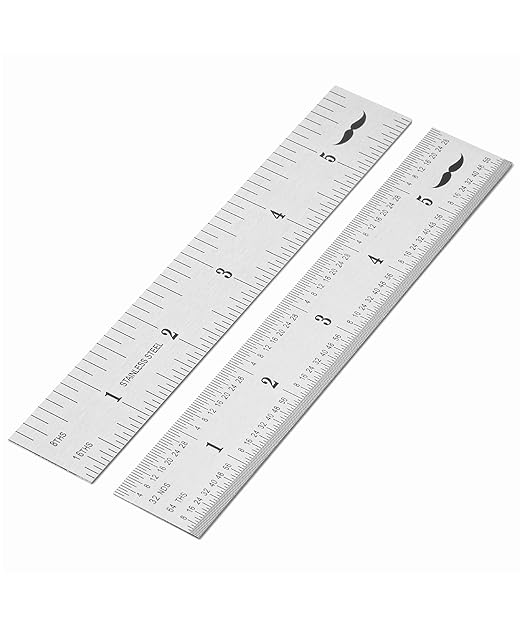 Mr. Pen- Machinist Ruler, 6 Inch, 2 Pack, Stainless Steel Imperial, Precision Measuring Tool, 1/8", 1/16", 1/32", 1/64" Graduation for Engineering, Carpentry, Drafting, Office, School