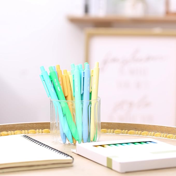 Mr. Pen- Retractable Gel Pens, 12 Pack, Black Ink, Fresh Color Barrels, Fine Point 0.5mm, Fast Dry, Smooth Writing, Cute Pens for Drawing, Writing Planner and School Supplies