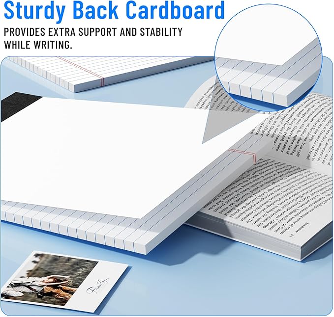 12pcs Legal Pads 8.5 x 11, Notepads 8.5 x 11 College Ruled Notebook, Writing Pads of Paper,White Note Pads, Memo Pad Papers Perforate Legal Notepads Narrow Ruled Line,30 Sheets/Pack