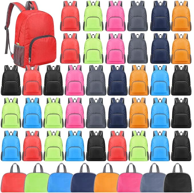 clothmile 36 Pcs Back to School Backpacks in Bulk Classic Colorful Foldable Backpacks 420d Fabric Multi-Use Book Bags for Outdoor Travel Student School Supply 8 Colors