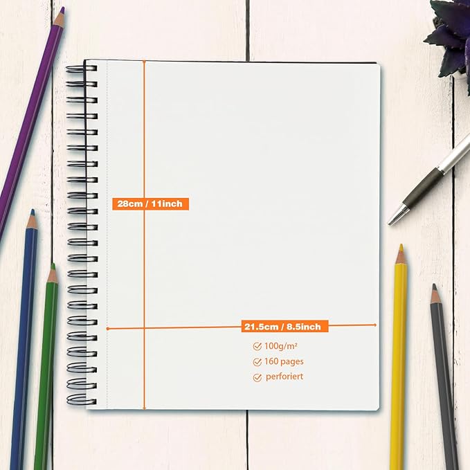 9" x 11" Sketch Book，1 Pack 80-Sheets (68lb/100gsm)，Double-Sided Hardbound Sketchbook, Spiral Bound,Acid Free Paper Painting Drawing Writing Sketching Pad for Kids Adult Teens Girls Boys