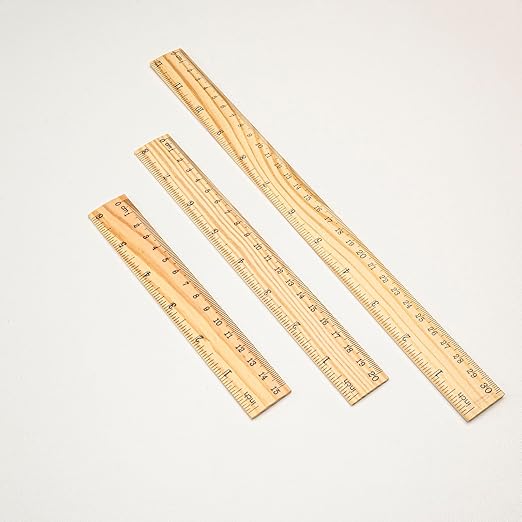 Wooden Ruler, 6 inch 8 inch 12 inch Ruler, Pack of 3, Wood Ruler, Rulers for Kids, Measuring Tools, Ruler Set, Ruler in Inches and Centimeters