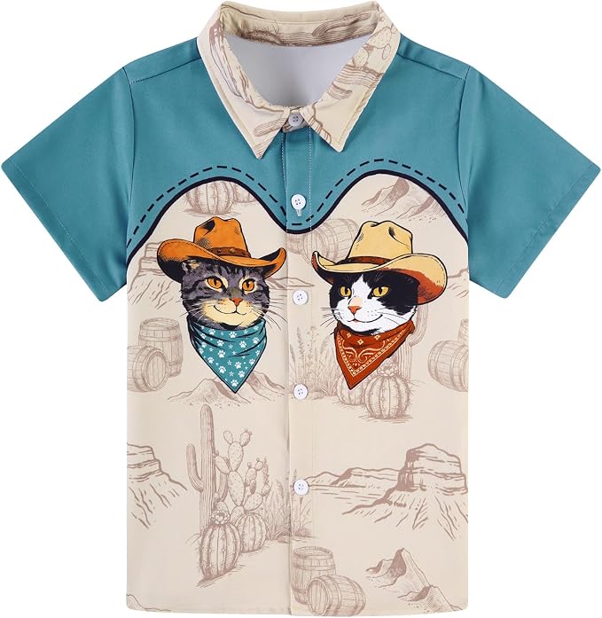 Enlifety 2-10T Kids Hawaiian Shirt Boys Short Sleeve Button Down Shirts Hawaii Summer Casual Blouse