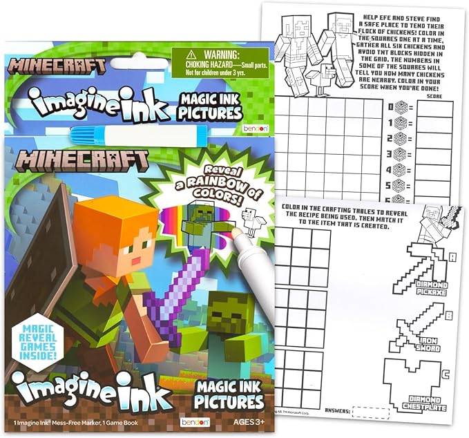 Bulk Imagine Ink Coloring Book Set for Boys - Bundle with 6 No Mess Coloring Books Featuring Sonic, Minecraft, Mickey Mouse, Spidey, Cars, and Bluey