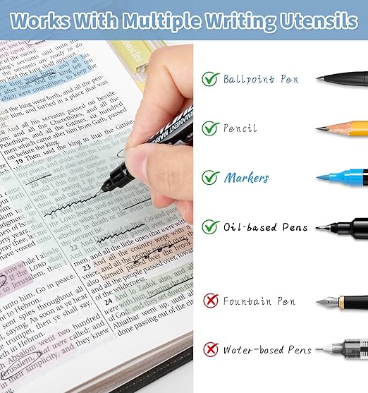 Bible Journaling Kit, Colored Bible Study Supplies, 12 Pastel No Bleed Highlighters and 5 Colored Pens, Transparent Sticky Notes and Bible Tabs Set and More, Book Annotation Kit for Women & Men