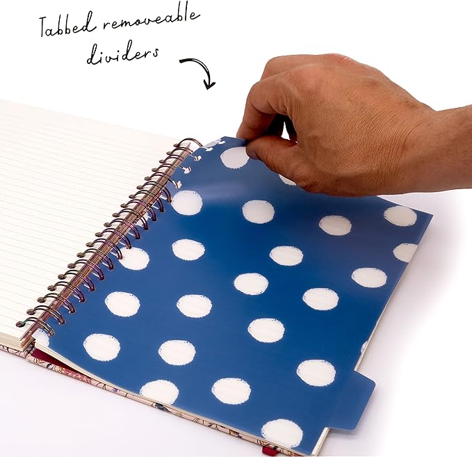 Pukka Pad 5 Subject Spiral Notebook 3-Pack - 200 Pages, 100 Sheets of 80GSM Paper with Repositionable Dividers & Perforated Edges for School & Office Planning & Organization - B5-7 X 10, Bloom