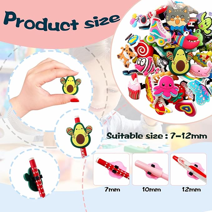 Zddaoole 45 Pcs Pencil Topper Decorations,Different Cute Pencil Clips,Lovely Pencil Accessories,Bulk Pen Toppers Charm for Kids Students School Gifts,Prize,Reward