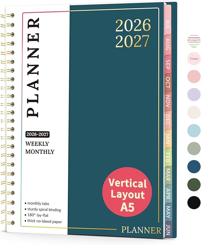 Teacher Planner 2026-2027, Forvencer Academic Planner 2026-2027, Jul 2026 - Jun 2027, 6.3" x 8.5", Weekly & Monthly Planning Book with 7 Periods, School Agenda for Teacher Student, A5,Dark Blue