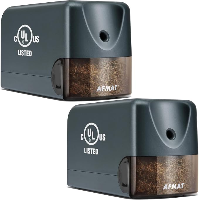 AFMAT 2 Pack Electric Pencil Sharpener, Heavy Duty Pencil Sharpener for Classroom, 6.5-8mm No.2/Colored Pencils, UL Listed, 10,000+ Sharpenings for Home, Office, School, PS66