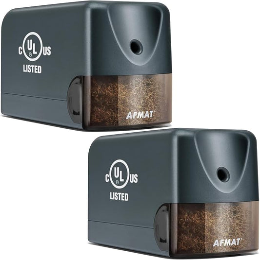 AFMAT 2 Pack Electric Pencil Sharpener, Heavy Duty Pencil Sharpener for Classroom, 6.5-8mm No.2/Colored Pencils, UL Listed, 10,000+ Sharpenings for Home, Office, School, PS66