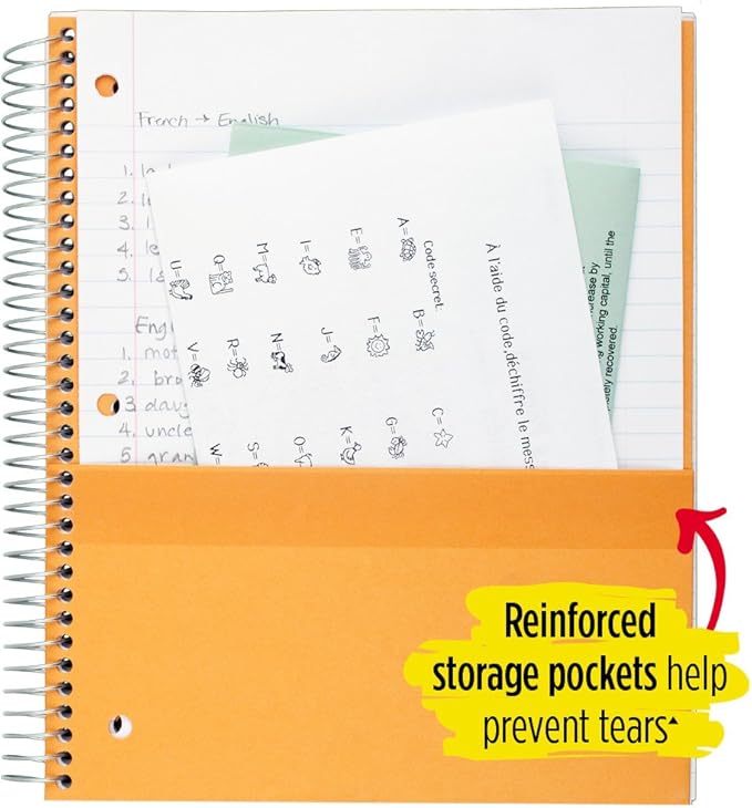 Five Star Spiral Notebooks, 5 Subject, Wide Ruled Paper, 200 Sheets, 10-1/2" x 8", Black, Blue, 2 Pack (73037)