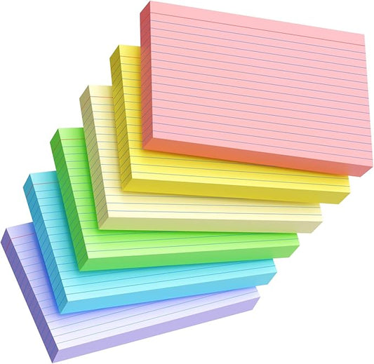 YIZUUN Colored Index Cards 5x8, 120 Count, 6 Color Large Index Cards Ruled, Flash Cards for Studying, large note cards 5x8 for Studying, Recipes, Memo Cards, Office Supply, DIY, Presentation