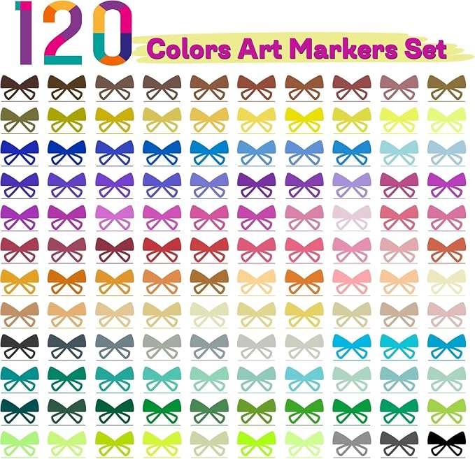Halobios Dual Tip Art Markers - 120 Numbered Colors (Brush & Fine Point) Marker Pens, No Bleed Through for Adult Coloring Books, Drawing, Calligraphy, Hand Lettering & Journaling