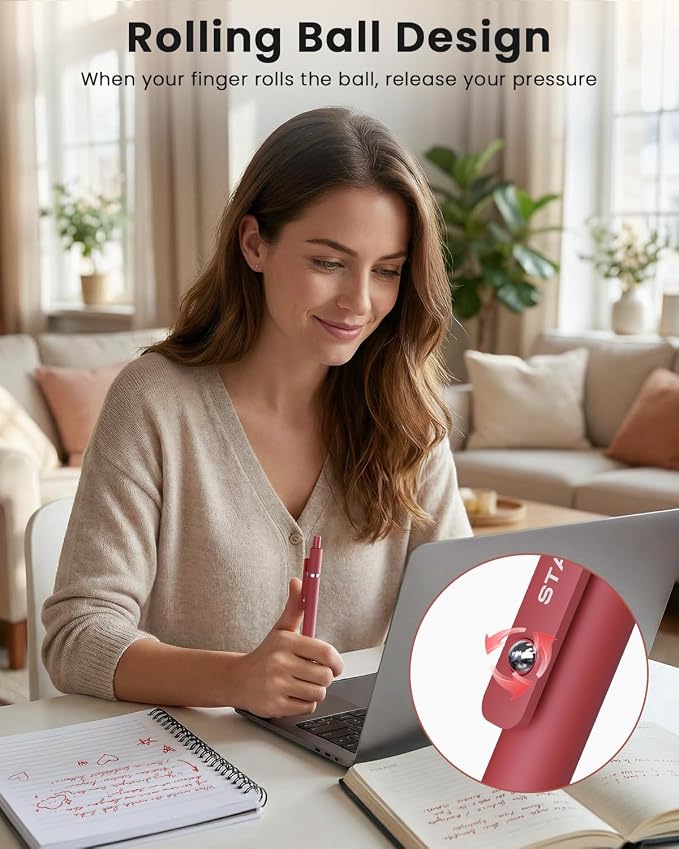STAGEEK GX3 Red Gel Pens, 6 Pcs Quick Dry Smooth Writing Pen with 3 Refills | Red Ink Pens, 0.7mm Fine Point, Retractable, Office, School Supplies, Journaling & Note Taking, for Nurses, Teachers