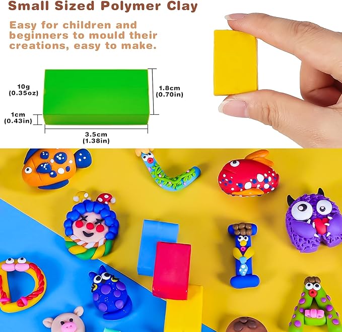 CiaraQ Polymer Clay Kit, Mini Modeling Clay Set for Kids/Beginners/Artist, 48 Colors