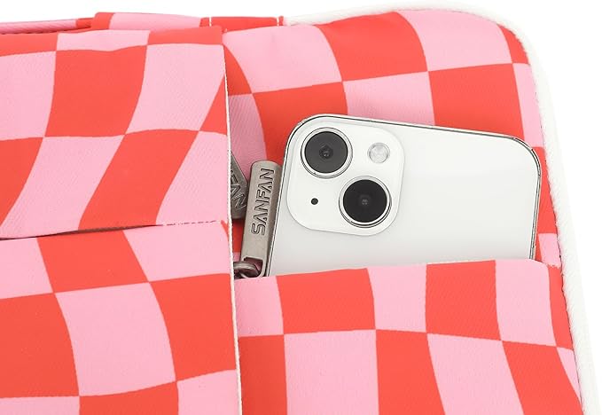 360° Protective Laptop Sleeve Case Bag with 3 Pockets,Handle and Luggage Strap for MacBook Air 13 inch,13.3 inch HP Dell Lenovo Notebook (Grid)