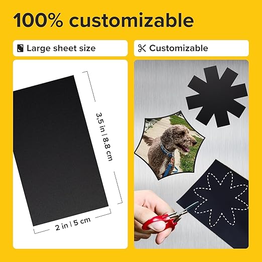 Strong Self-Stick Adhesive Magnetic Sheets 10 Pcs (2x3.5"/5x9cm) – Customizable Magnetic Paper for Photo, Magnet Stickers, Labels, Crafts; for Fridge, Lockers, Whiteboards, Office, Projects