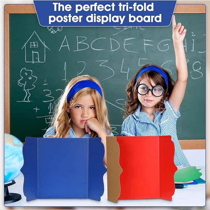 15 Pcs Small Trifold Poster Board Bulk 12 x 20 Inch Portable Trifold Posterboard Project Display Board Science Fair Foldable Presentation Cardboard for Photo Exhibition Meeting School(Colorful)