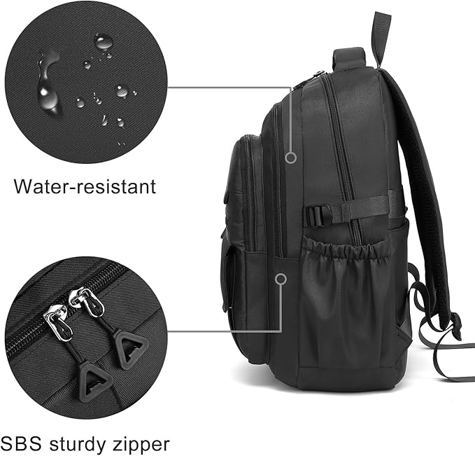 Phaoullzon Boys School Backpack for Girls, College Aesthetic Laptop Bookbag for Travel,Black