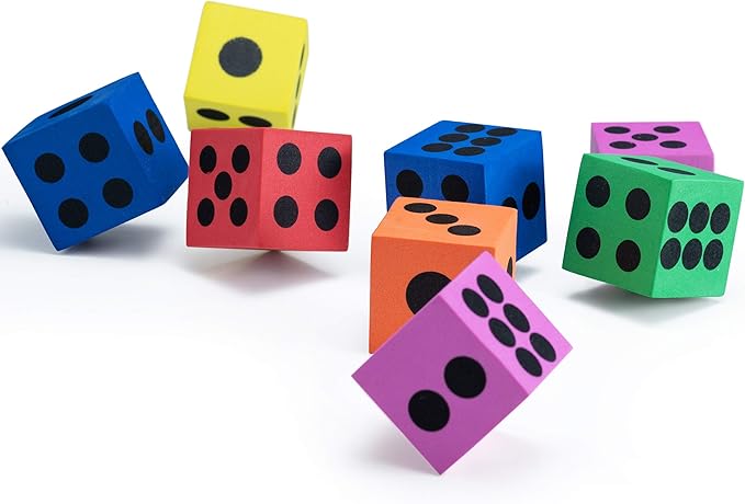 Foam Dice Set - Bulk Pack of 36, 1.5 Inch Large Assorted Colorful Foam Dice Cubes with Number Dots, Use for Kids, Classrooms, Math Games, Building Toys, Party Supplies by Bedwina