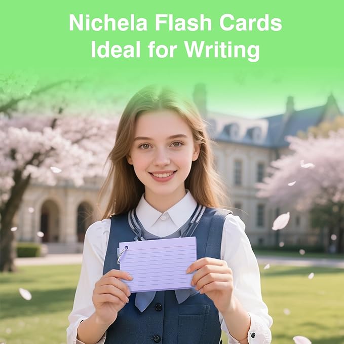 250 Pcs Colored Index Cards with Ring 3 x 5 Inch Heavyweight Ruled Flash Cards, Flashcards with Ring for School & Office Supplies and Home Organization, Durable Study To Do List Lined Note Cards