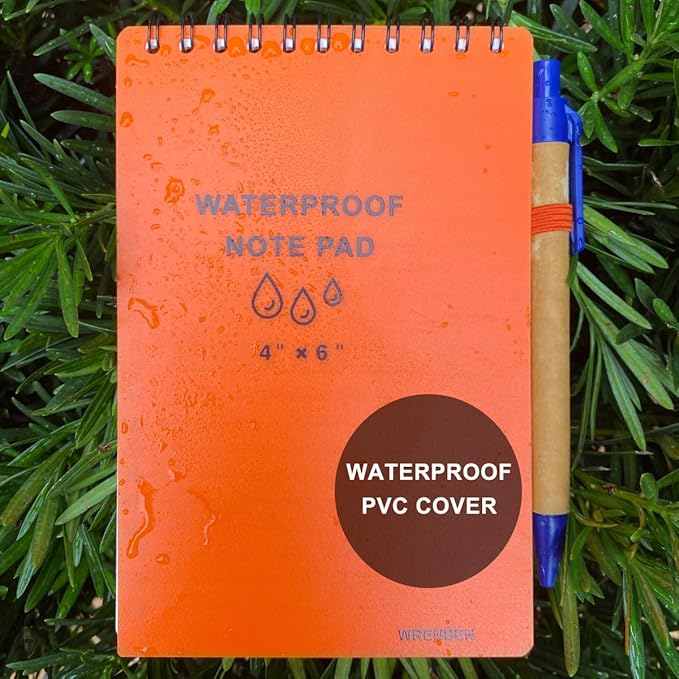 2PCS Weatherproof Top Spiral Notepads 4" x 6" Graph Pattern with Waterproof Paper and Hard Cover, All Weather Grid Notebooks A6 Steno Pads (Medium, Yellow)