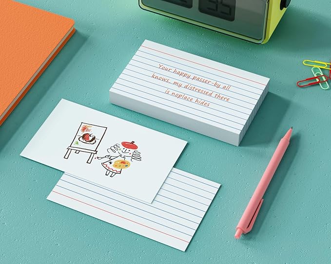 YIZUUN Index Cards 3x5, 300 Pack, Heavy Ruled Index Cards, Notecards 3x5 Lined, Flash Cards for Studying, Note Cards for Office, Home and School, White, 4 Packs of 75 Pack