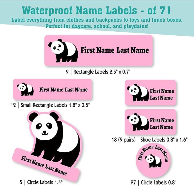 Personalized Daycare Name Labels for Kids (71 Labels) - Custom Durable Waterproof Name Stickers for Clothing Tags, Water Bottles, Lunch Boxes, and School Supplies - Dishwasher, Washer