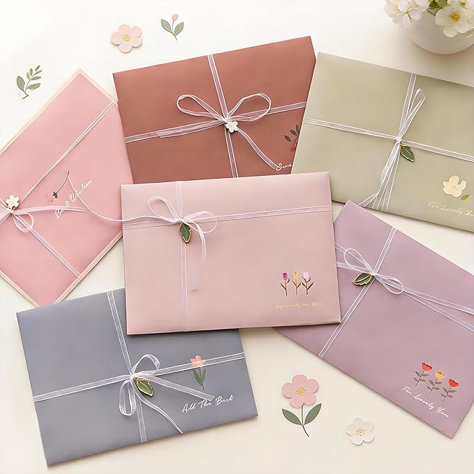 72 Pcs Stationery Paper Envelopes Set Includes 24 Lined Writing Paper & 12 Envelopes, Lovely Floral Cute Letter Writing Stationary Paper Envelopes Kit for Girls Office School Supplies(6Style)