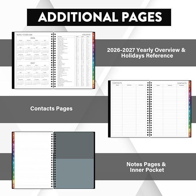 Planner 2026-2027 - July 2026 - June 2027, 2026-2027 Planner Weekly and Monthly, Academic Planner, Calendar Planner with Colorful Tabs, 6.25" × 8.3", Strong Twin-Wire Binding, Back Pocket, Holidays