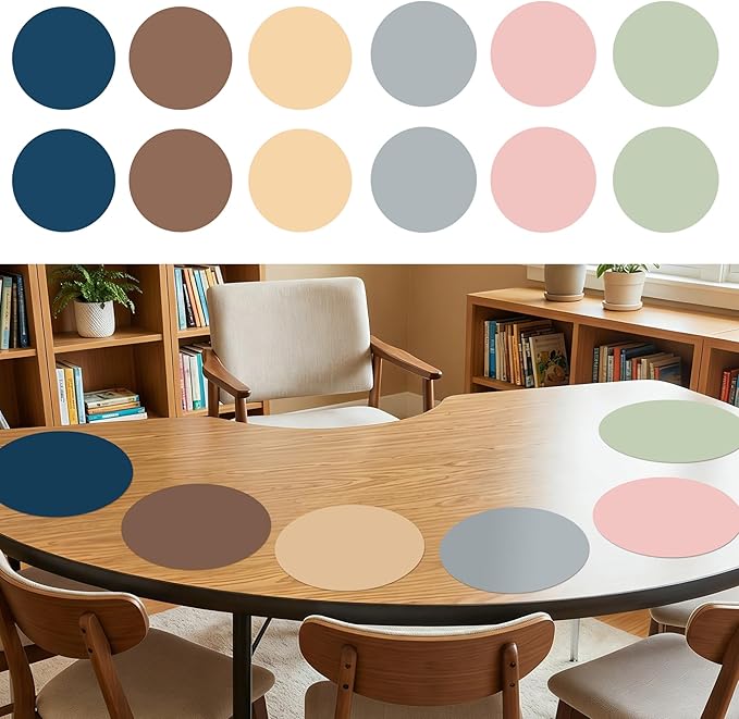 Ireer 12 Pcs 13 '' Dry Erase Dots for Classroom Table Classroom Decor Boho Colorful Stickers for Whiteboard Wall Decor Removable Dry Erase Circles for School Teacher Supplies(Neutral,Morandi Color)