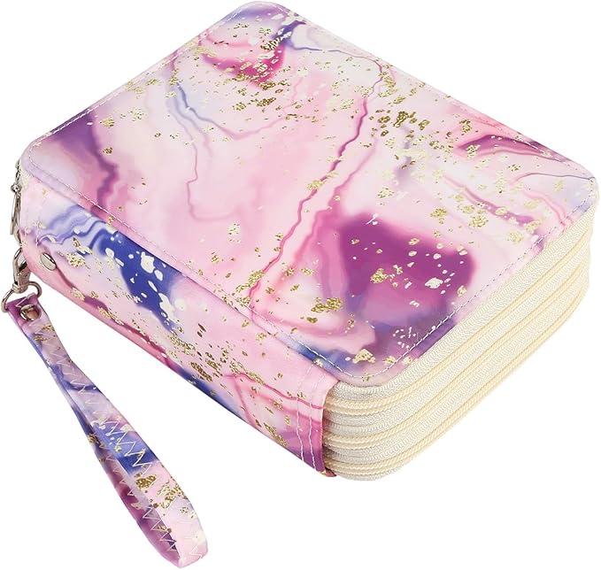 Portable Colored 72 Slots Pencil case Organizer with Printing Pattern for Watercolor Pens or Markers, Pencil Case Organizer for Artist